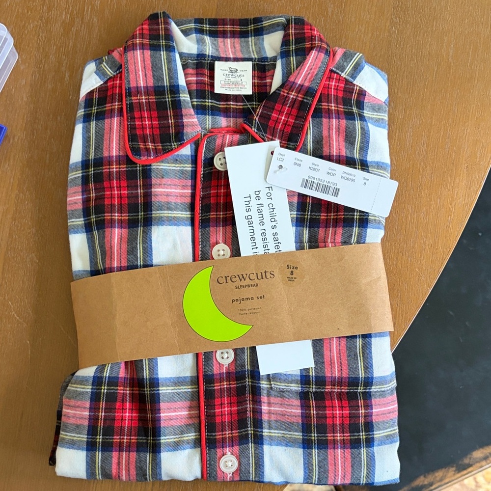 Crewcuts Kids Plaid Pajamas in Red, Blue, and White